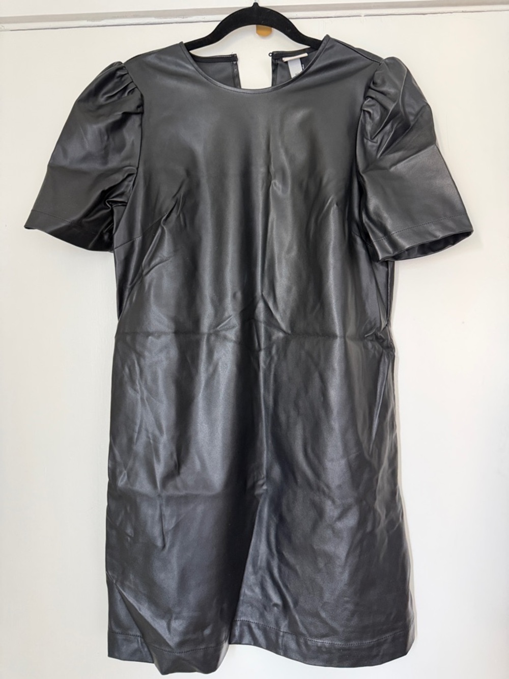 a new day Black Faux Leather Puff-Sleeve Mini Dress